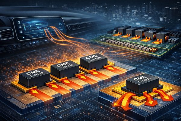 Thermal management and power density engineering solution for EV compute and AI server VRM inductors, comparing temperature rise and PCB heat spreading